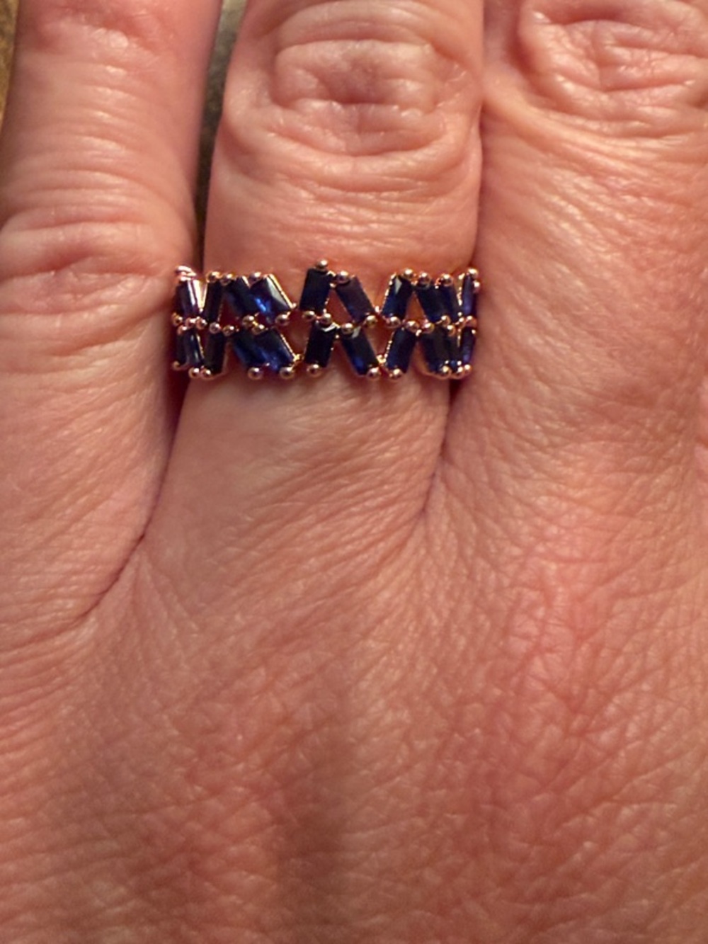 Women's Blue Stone Rose Gold Band Ring